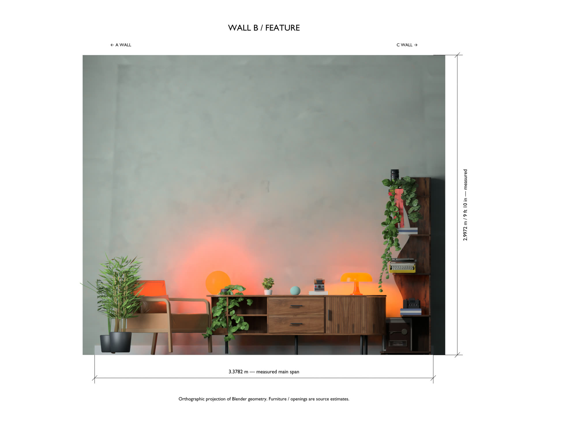 Wall B elevation