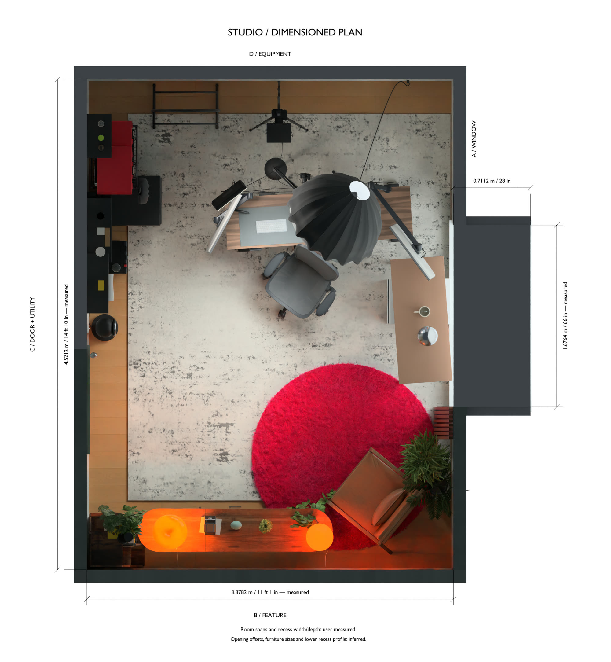 Floor plan, projected from the same geometry.